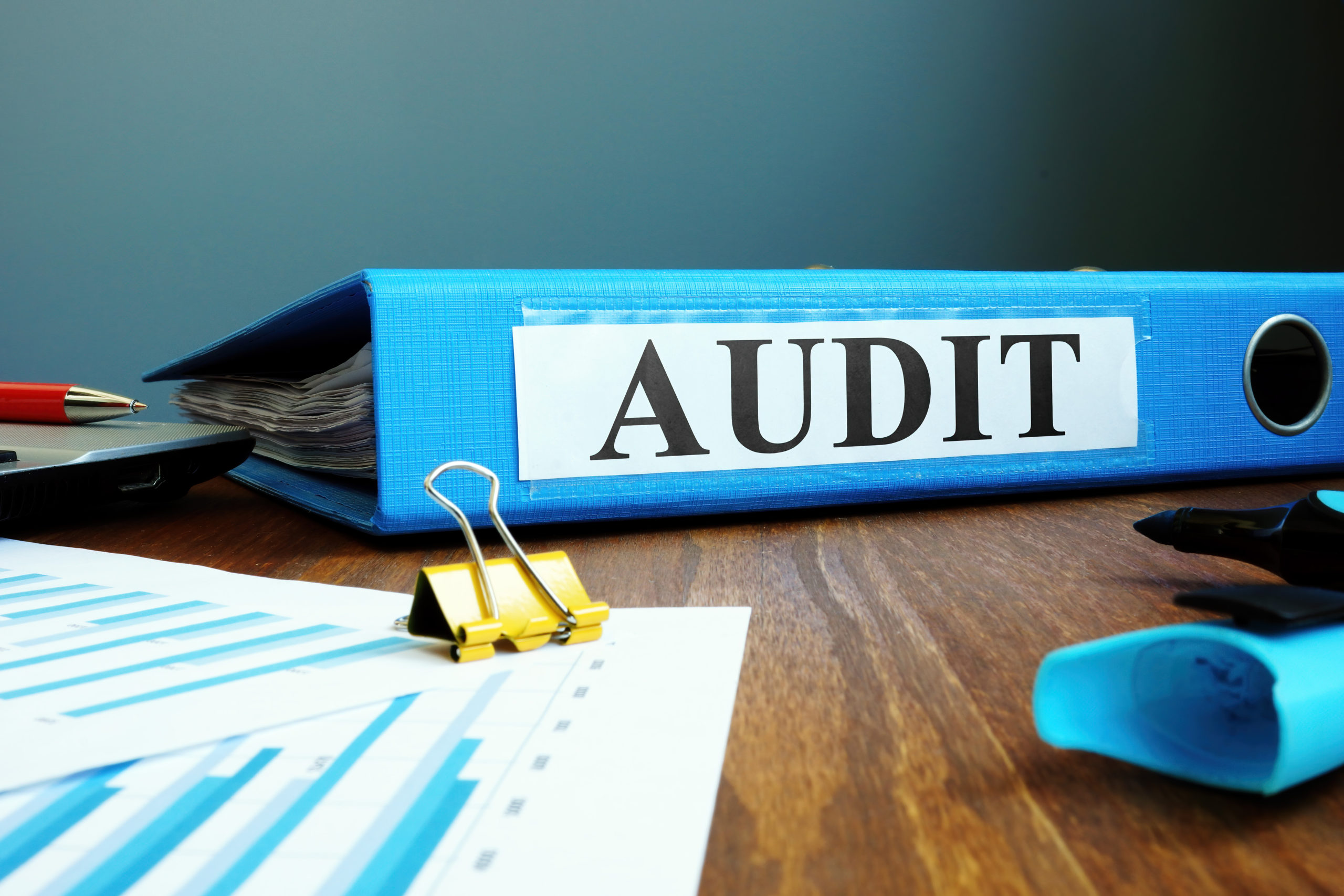 Folder with internal company audit report